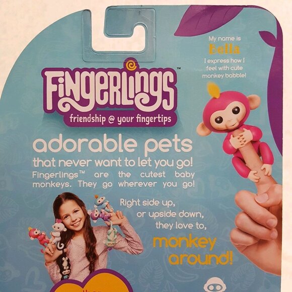 WowWee Fingerlings Interactive Baby Monkey Bella Pink 2016 With Stand 5" NEW - Picture 5 of 9